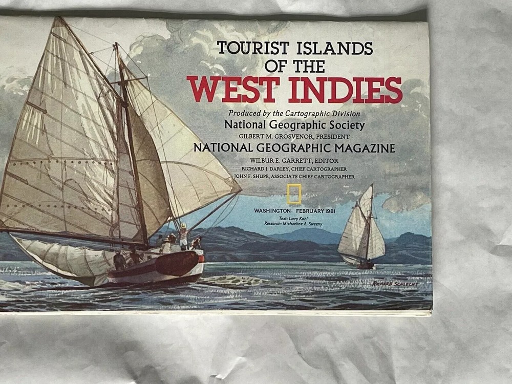 Tourist Islands of the West Indies, National Geographic, Folded Map,1981