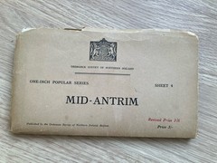 VINTAGE 1939 LINEN BACKED ORDNANCE SURVEY NORTHERN IRELAND MAP MID ANTRIM