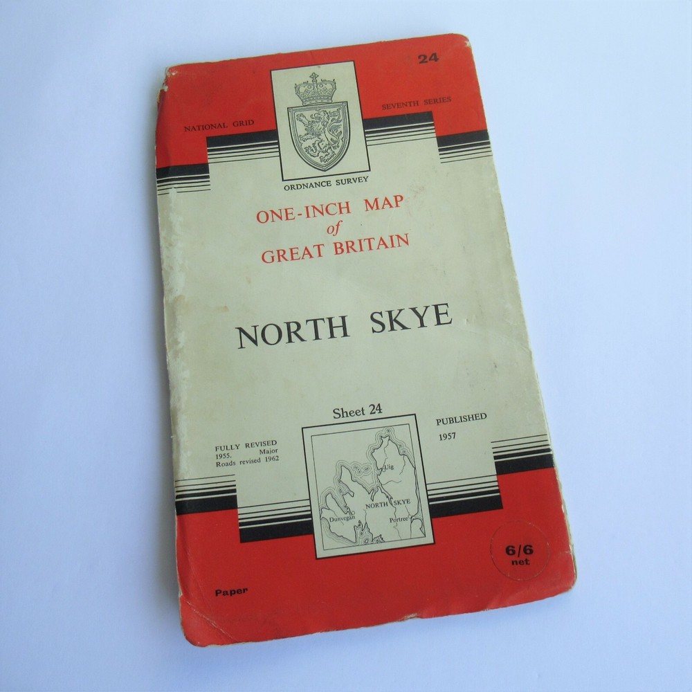 Vintage OS Map Sheet 24 North Skye One Inch 1957 (Mapping 1950s 1960s)