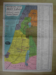 Original Vintage Pilgrims Tourist Folding Map & Bag Holyland Palestine 1978