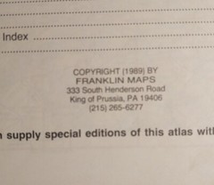 Franklin’s Street Zip Code Atlas of Western Penn. Main Line Chester DE Cnty 1989