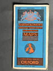 Vintage Bartholomew’s Half Inch Paper Map, Sheet 14, Oxford. 1958