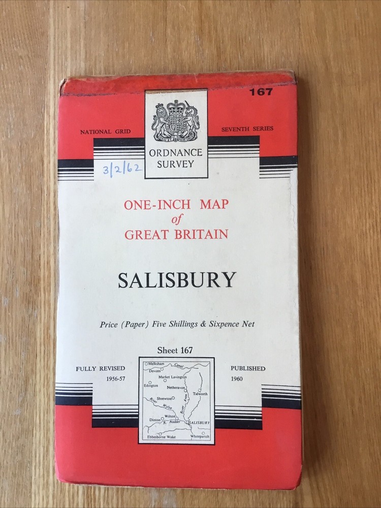 1960 Ordnance Survey One Inch Seventh Series Map 167 Salisbury (incl Netheravon