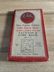 1946 Ordnance Survey Popular Edition One Inch Cloth Map 177 Taunton & Lyme Regis