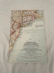 Vintage National Geographic Map Northeastern United States April 1959