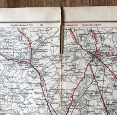 Bacon’s motoring & cycling road map, Reading, early 1900s vintage, imperfect