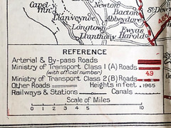 Vintage 1960s road map, 50 miles about Birmingham, Geographia, cloth backed