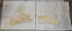 BRIGHT’S MAP OF BOURNEMOUTH WITH MAP OF CHRISTCHURCH 1903. ON LINEN 96 x 83 cms