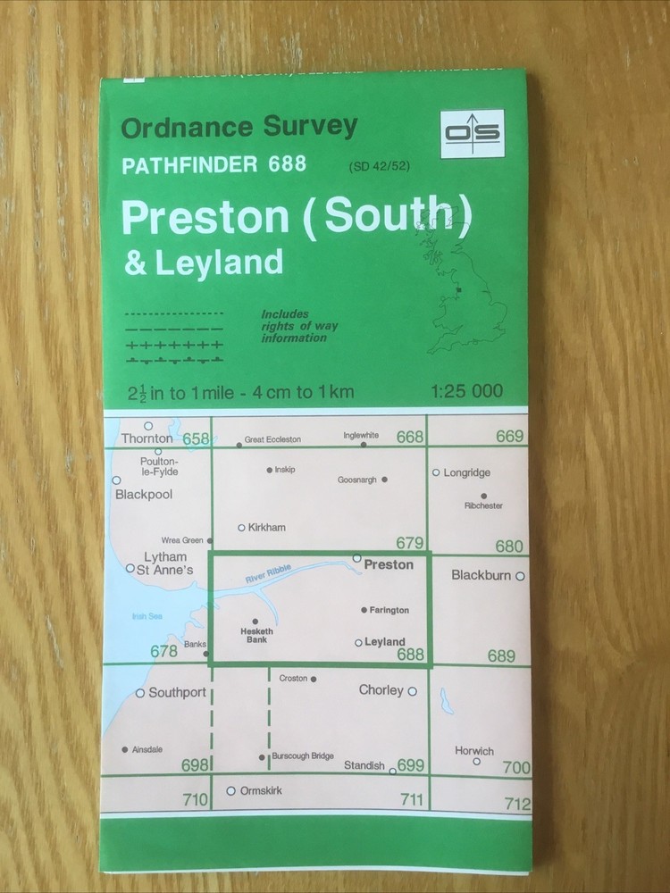 1994 Ordnance Survey Pathfinder Map 688 SD 42/52 Preston South And Leyland