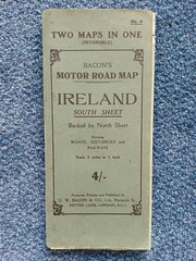 BACON’S MOTOR ROAD MAP No 4- Ireland North/South [TWO MAPS IN ONE] circa 1930