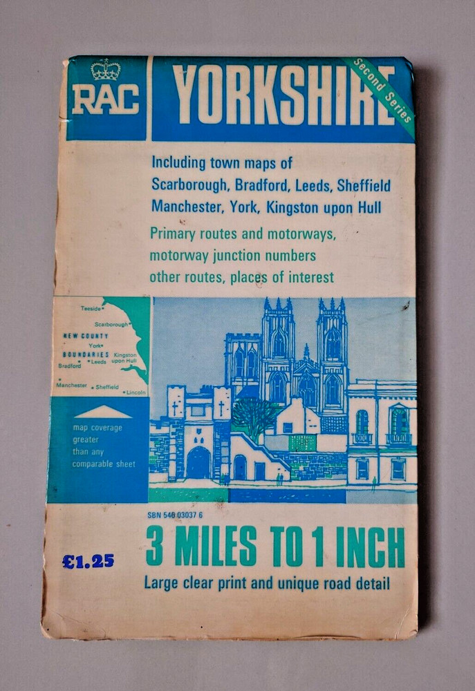 RAC 3 Miles to 1 Inch Yorkshire inc. Town Plans 2nd Series. Folding Paper.