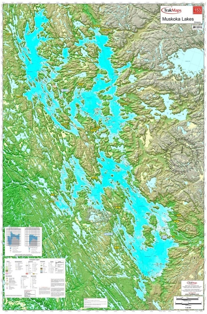 Muskoka Lakes: Muskoka, Rosseau and Joseph | Waterproof Map | 28 x 40