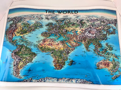 Unique Media Maps Laminated 3D Map ‘The World’ Artistic Illustration 1996