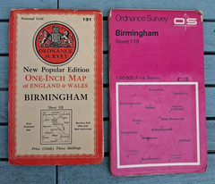 1947 BIRMINGHAM CLOTH ORDNANCE SURVEY NEW POPULAR EDITION ONE INCH MAP / PLUS 1
