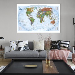 7x5ft 5x3ft Map of the World Country With City Art Poster Prints Home Wall Decor