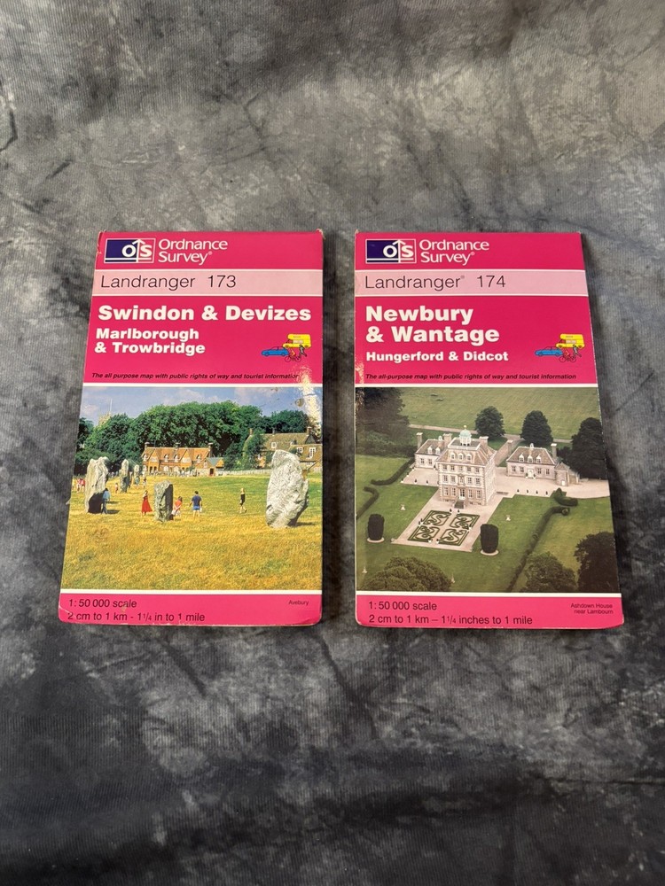 Vintage OS Landranger 173 & 174 Maps – Swindon Devizes Newbury Wantage