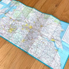 1965 Large ESSO Road Map of Northern England Historic Map incl Newcastle, York