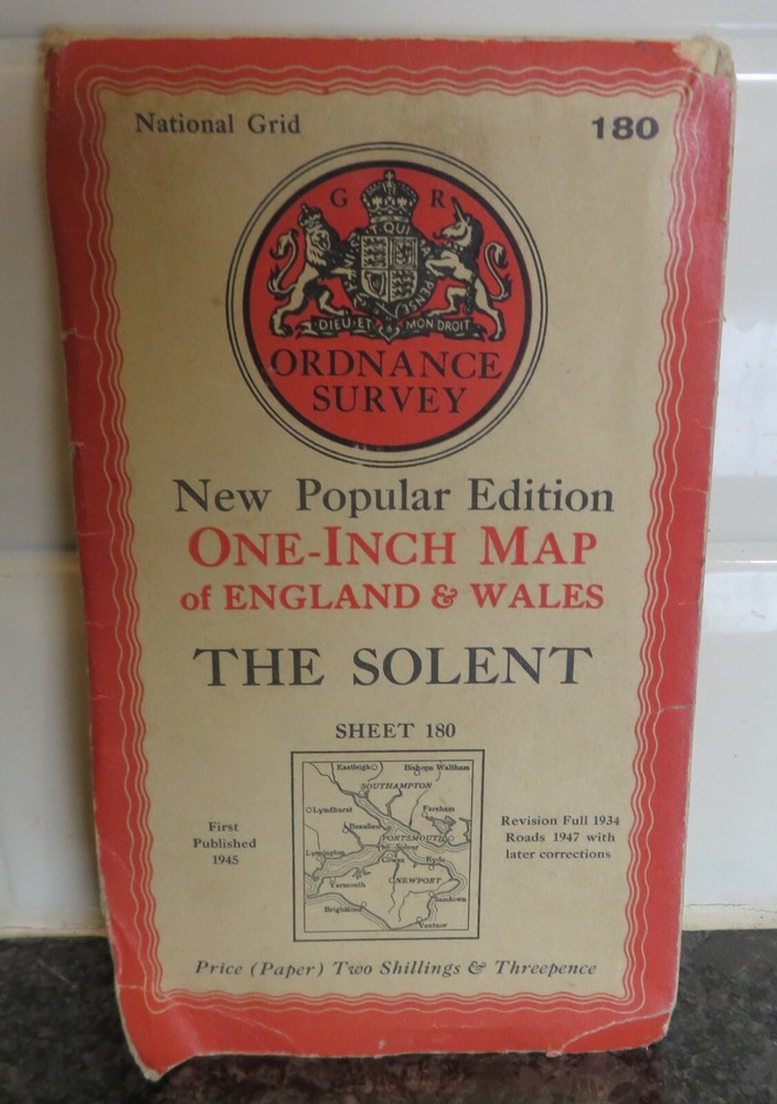 Vintage One Inch Map of England and Wales Folded Map Good Condition