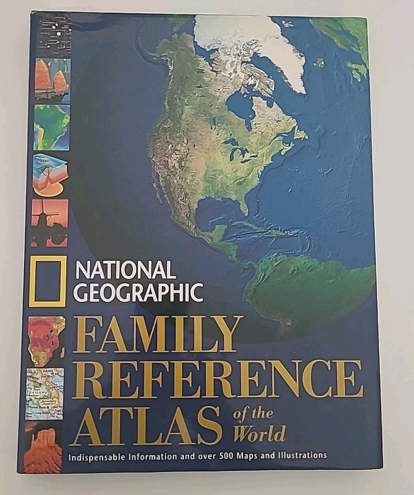 FAMILY REFERENCE ATLAS OF THE WORLD, National Geographic, Hardcover w/ Map – NEW