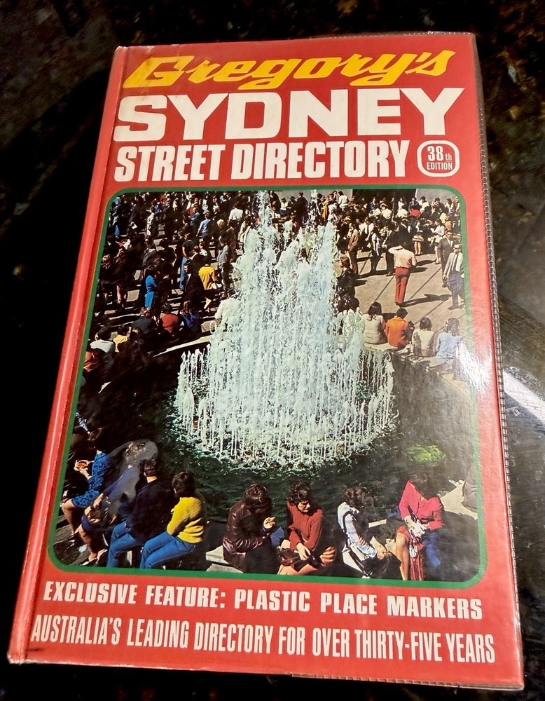 Gregory’s Sydney Street Directory 38th Edition Hardcover – Superb Copy. 2002.