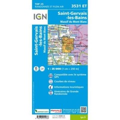 France 1:25K map 3531ET St-Gervais-les-Bains Massif du Mont Blanc walking hiking