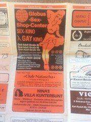 Vintage Schwarzers Düsseldorf Fold Out Wall Map Tourist Guide + Erotic Adverts