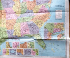 American Map Corp – Colorprint political map of US with highways 50″ x 38″ c1980