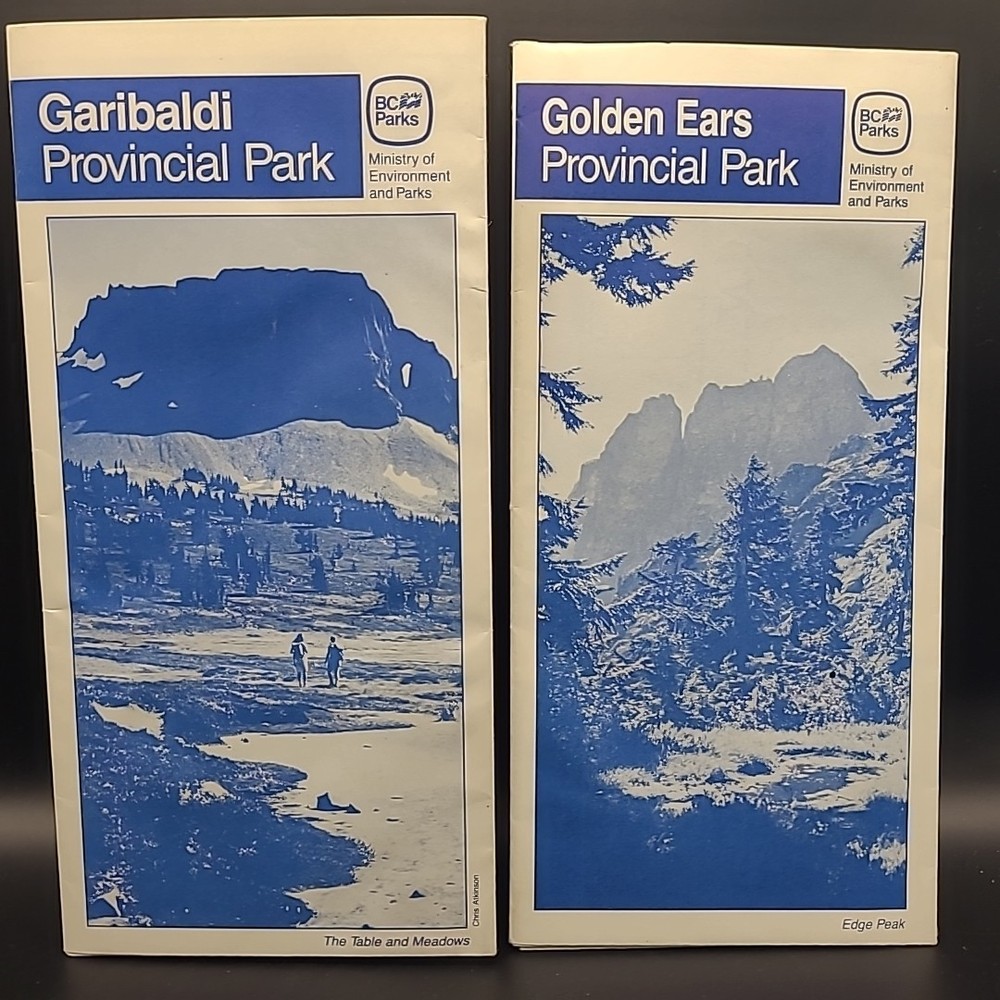 VTG Set of 2 Map and Guide of Golden Ears and Garidbaldi Provincial Parks 1988