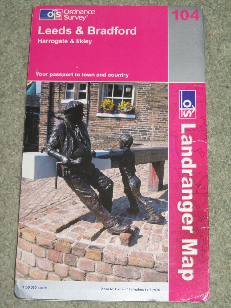 OS Ordnance Survey Landranger Map Sheet 104 Leeds & Bradford – 2003