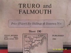 Ordnance Survey One-Inch Map. Sheet 190. TRURO and FALMOUTH. Good.