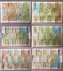 Vintage Bartholomews ‘Half-inch’ maps 1940s 1950s mid-century hand-drawn retro