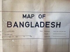 Vintage large Wall Map of Bangladesh 33.5x23inches
