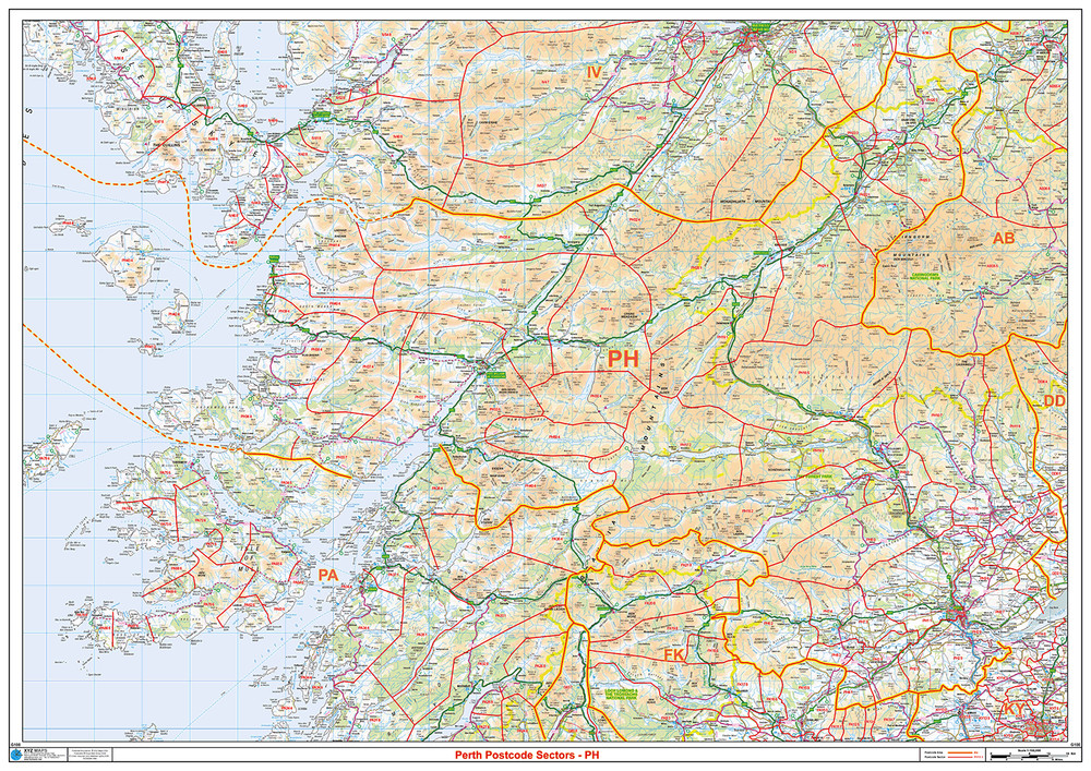 (G100) Map of Perth PH Postcode Sectors, Poster of Perth Postcodes