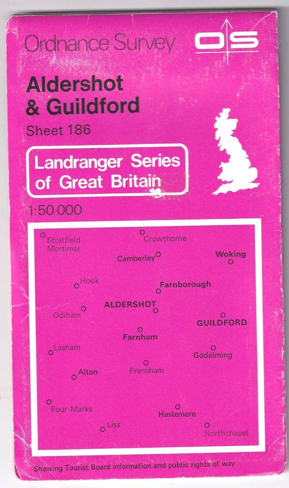 ORDNANCE SURVEY LANDRANGER MAP: ALDERSHOT & GUILDFORD