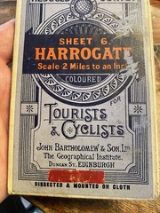 Vintage John Bartholomew Tourist & Cycling Cloth MAP UK Wales Harrogate Dales