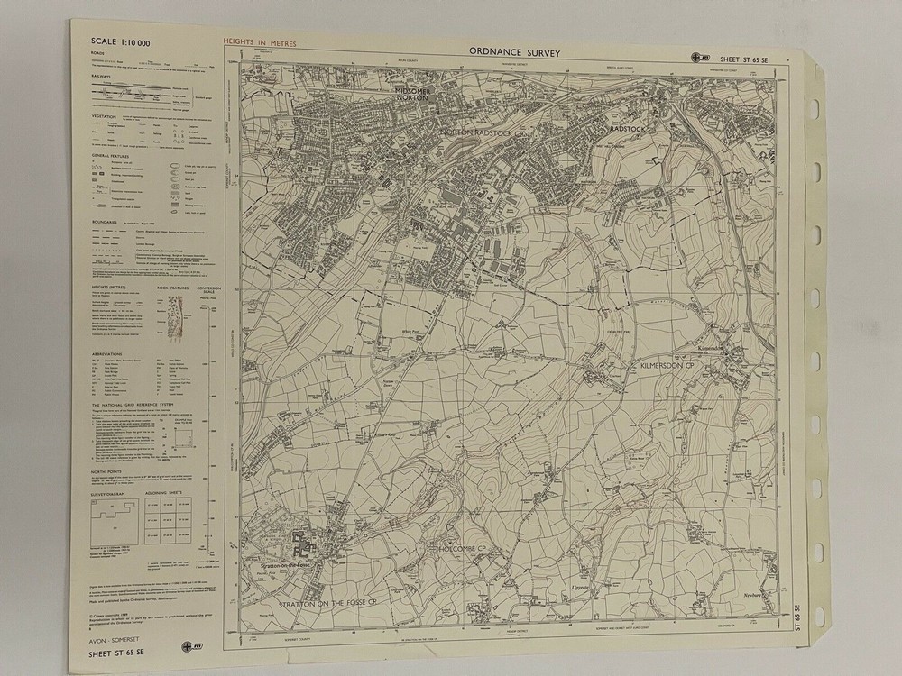OS, 6 Inch to 1 Mile Map, sheet ST 65 SE, Somerset, Norton Radsock area, 1989
