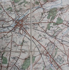 Edwardian Ordnance Survey Map Large Series Fold Out Canvas Kent c.1912 Antique