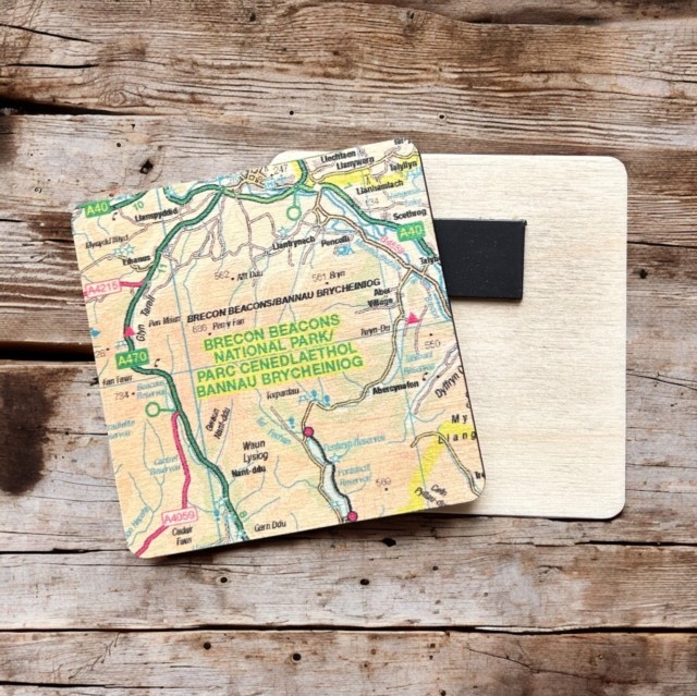 OS Map Wooden Square Magnet – Brecon Beacons National Park (General merchandise)