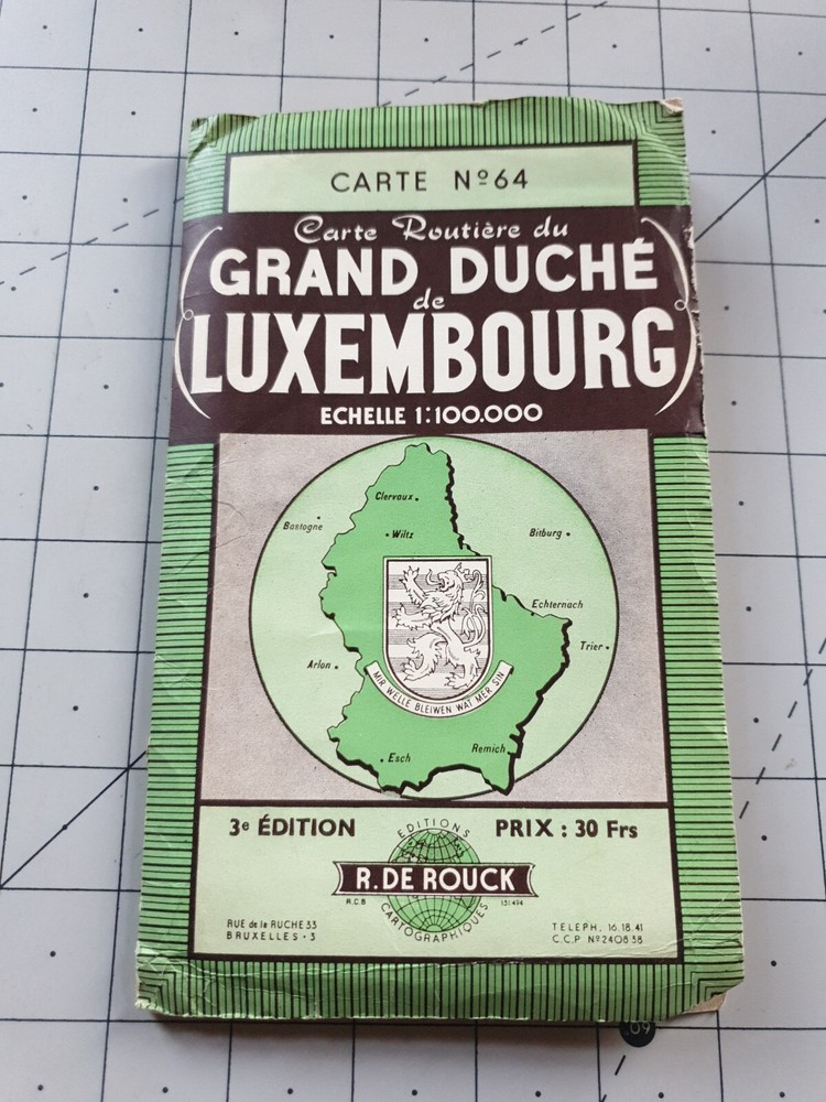 Map of Grand Duche De Luxembourg & Sight Seeing Guide 64 De Rouck