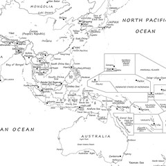 Simple World Map, Black & White Poster of the World