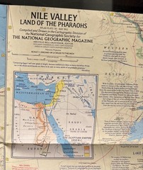 Vtg 1965 National Geographic Map NILE VALLEY – LAND OF THE PHARAOHS Egypt
