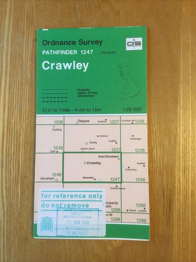 1994 Ordnance Survey Pathfinder Map 1247 TQ 23/33 Crawley (incl Balcombe )