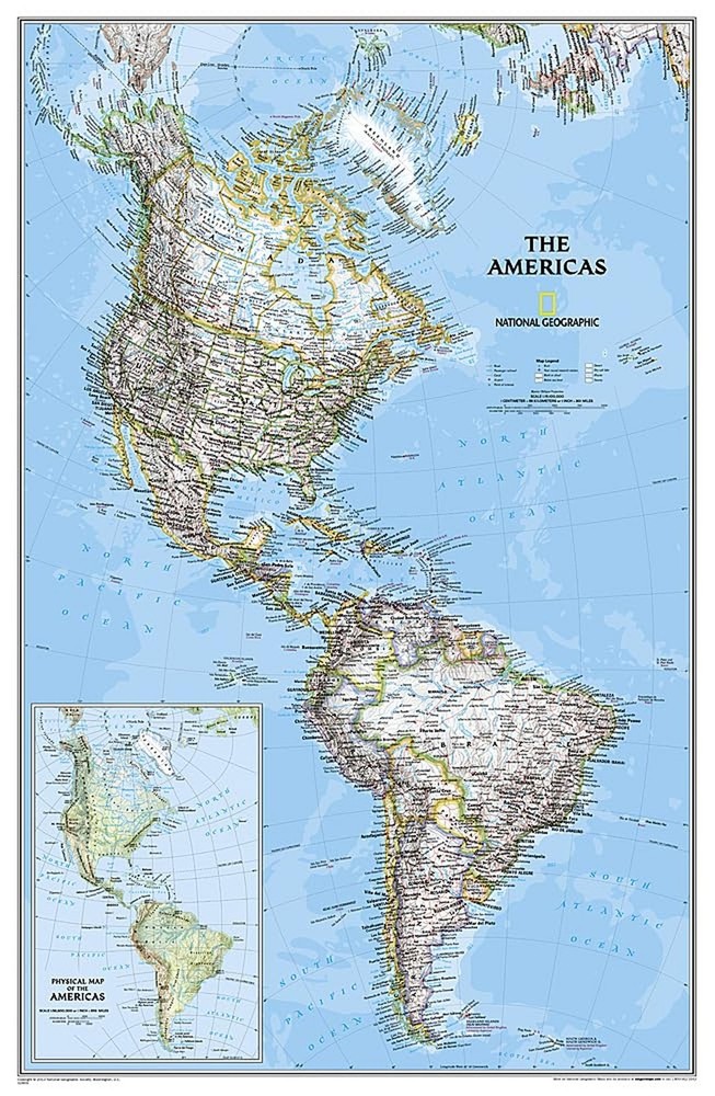 National Geographic: The Americas Classic Wall Map – Laminated (23.75 x 36.5 …
