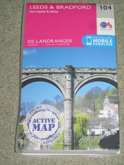 OS Ordnance Survey Landranger Sheet 104 Leeds Bradford Laminated ACTIVE Map 2016