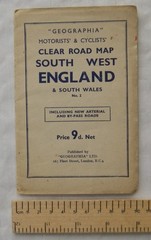 Vintage: Geographia Motorists Cyclists Clear Road Map SW England & S Wales No 2