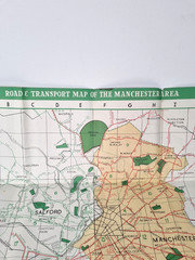Maps Of Manchester 1950 Municipal Information Bureau suburbs and towns Vintage