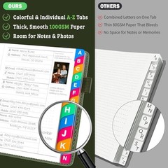 Address Book with Colorful Alphabetical Tabs (4.7″ X 6.2″) – Sage Green