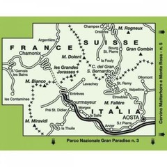 Italy Mont Blanc Massif 50K IGC Map 4 hiking via ferrata refuges Alta Via 1 & 2