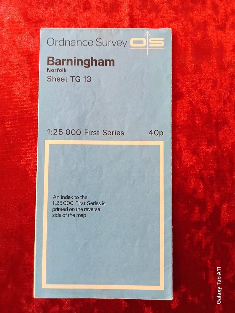 Vintage Ordnance Survey Map Barningham Norfolk TG13 OS 1:25,000 First Series 60s