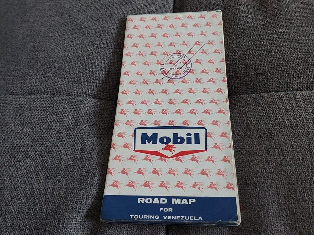 Mobil Travel Map Road Map Venezuela Vintage Fold Out Paper Map